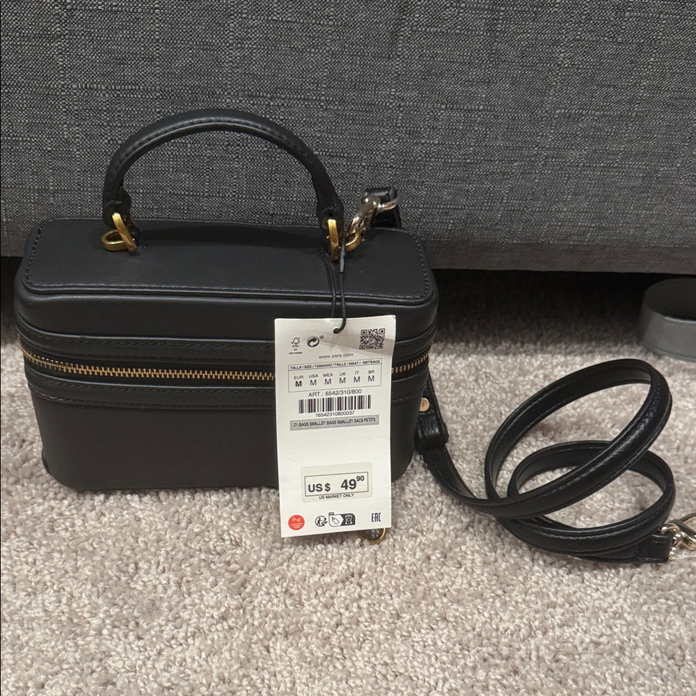 Zara Black Mini Bag with Gold Accents